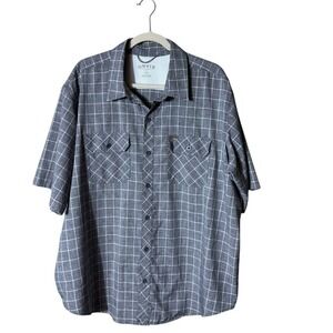 Orvis Mens Tech Button Down Shirt Size XXL Outdoors Hiking UPF Short Sleeve Grey
